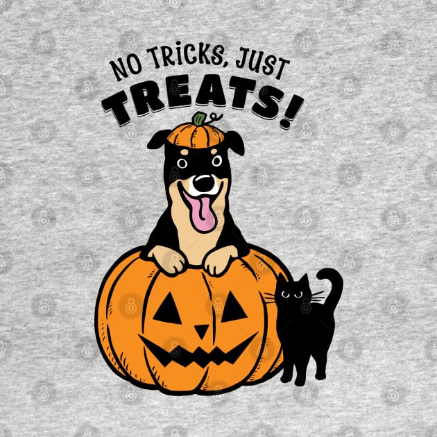 Rottweiler Halloween No Tricks Just Treats by Coffee Squirrel
